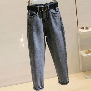 Dames jeans 2024 denim Jean dames hoge taille met riem harembroek brede been broek casual rechte broek t968
