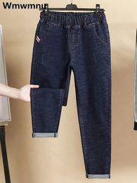 Jeans para mujer Tamaño grande 6xl Baggy Mujeres Vintage High Wasit Harem Pantalones de mezclilla Casual Tobillo Longitud Vaqueros Streetwear Kot Pantolon 231219