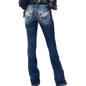 Jeans pour femmes Designer Fashion Luxury Top Quality Mom Y2K Stretch Broidered Baggy High Wair Straight Pantal