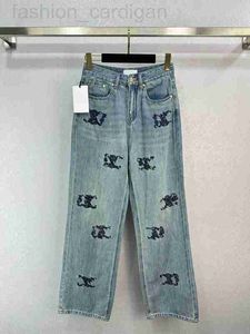 Femmes Jeans Designer Design De Luxe Street Wear Bleu Broderie Denim Pantalon Femmes Taille Haute Lâche 9OR9