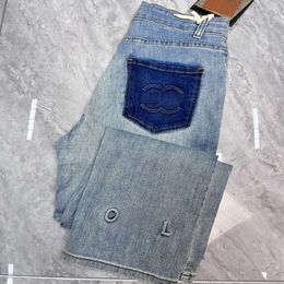 dames jeans designer broek vrouwen geborduurd bijgesneden denim broek luxe slanke fit jeans mode casual rechte poot jean broek