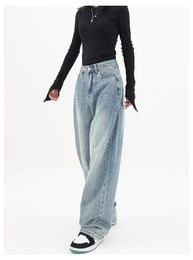 Damesjeans Elegante wijde jeans dames lente herfst losse highwaist rechte broek allmatch slanke casual broek 230921