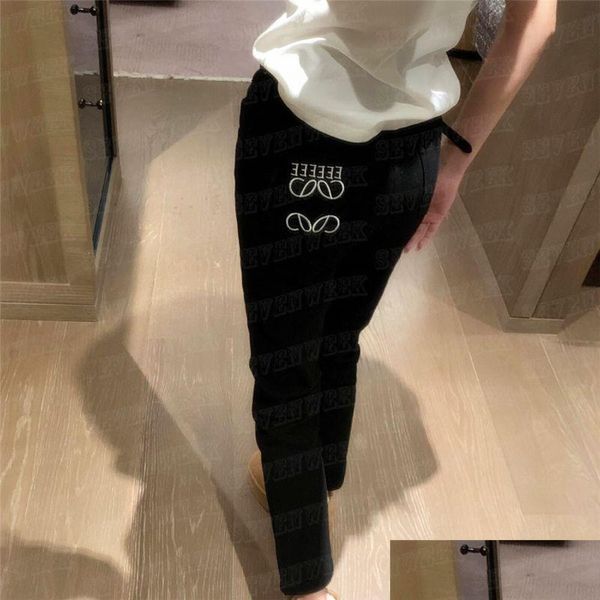 Jeans pour femmes Fashion P Denim Pantalons Designer avec ceinture Design Slim Pantalon noir Girl Lady Long Pant Jean Streetwear Drop Delivery App Otgx5