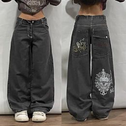 Damen-Jeans, modisch, übergroß, Totenkopf-Druck, hohe Taille, weites Bein, Harajuku, personalisierte Straße, lässig, lockere Hose, Jogginghose 231212
