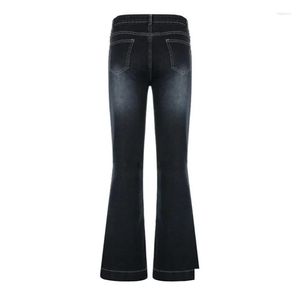 Jeans pour femmes évaser le pantalon à taille basse vintage pantalon denim esthétique vintor