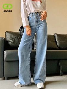 Dames jeans goplus vrouw y2k wide been broek hoge taille moeder Koreaanse mode denim broek blauw jean pantalon grote femme c11855 221121