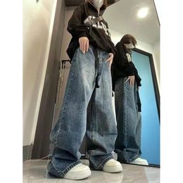 Femmes jean Harajuku Baggy Femme Y2K bleu foncé marron taille haute Streetwear 90S pantalon femmes pantalon droit jambe large 230313