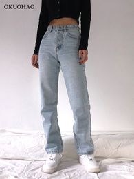 Dames jeans hoge taille baggy dames casual rechte been losse broek mam Jean mode comfortabele wasbriendje brede eenvoudige broek 221121