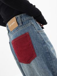 Damesjeans met hoge taille ontwerp stiksels jeans dames rechte allmatch lente zomer losse wijde pijpen dweilen broek 230921