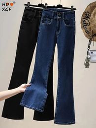 Mulheres jeans cintura alta flare calças mulheres moda coreana ajuste slim bellbottom namorado para streetwear vintage skinny 231219