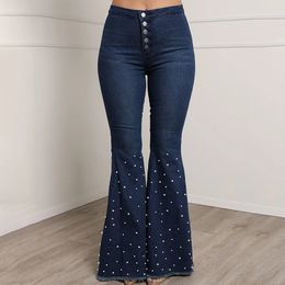 Jeans para mujer Cintura alta Longitud completa Slim Raw Hem Flare Otoño Moda Mujer Pantalones de mezclilla 231212