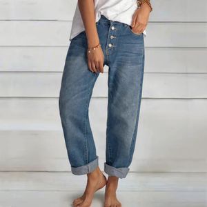 Jeans pour femmes taille haute maman pantalon à jambes larges mode vintage bleu droit surdimensionné salopette lâche dames 230313