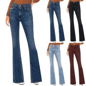 Jeans pour femmes hauts hautes fentes légèrement évasées pour paraître plus minces et sur pantalon haut jean femmes denim en tricot leggings
