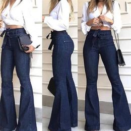 Dames jeans hoge taille brede poot merk vrouwen vriendje denim skinny dames vintage flare plus mize 2xl pant 230313