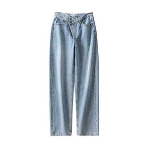 Damesjeans Mom Jeans Damesjeans Baggay Rechte broek met hoge taille Dames Wit Zwart Modieus Casual Losse Undefinieerde broek 201223 Q3Q7