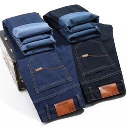 Mulheres jeans oversize 42 44 calças masculinas casual clássico azul estiramento negócios moda denim calças marca 231206