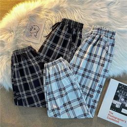 Pantalones de jeans para mujeres Mujeres Nuevos pies de moda Fashion Loose Black Plaid Summer Harajuku Estudiantes Harén de calles Pantalones largos Chicl2403