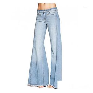 Womens Jeans Plus Size Extra Lange Tassel Flare 4Xl Lente Vintage Slim Fit Wijde Pijpen Denim Broek Dames Laagbouw Big Bell Bottom Drop De Dhbwd