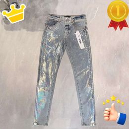 Jeans para mujer Púrpura Diseñador para hombre Pantalón de mezclilla desgastado Ripped Biker Jean Slim Fit Motocicleta Hombres Ropa Tamaño 30-40