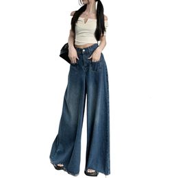 Dames jeans retro dames tas jeans herfst hoog taille strakke passend korset jurk brede broek Koreaanse mode half mouwen y2k straatkleding 231215