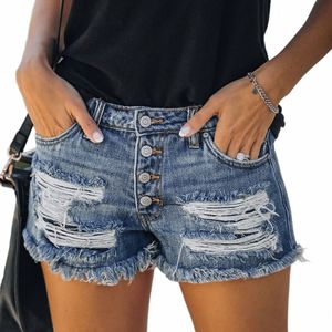 Jeansshorts voor dames Fi Pocket Solid Jeans Denim broek Vrouwelijke gatbodem Casual shorts I7Rz #