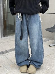 Dames jeans vintage wassen wazen Japanse Koreaans brede been y2k veerpaar losse druppel rechte vloer lengte lading 230313