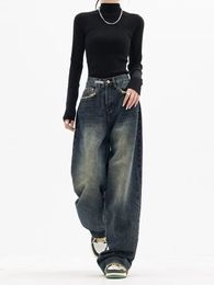 Jeans da donna Gamba larga Donna Elegante Casual Moda coreana Stile Vita alta Quotidiano Retro Lavato Vintage Streeetwear Chic Allmatch Basic 230614