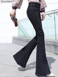 Jeans femmes en jean femme hauteur hauteur pantalon évasé pour femmes vêtements en jean pantalon non défini cp y4ek