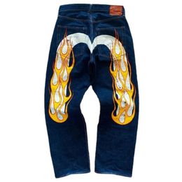 Jeans para mujeres Y2K Jeans gótico suelto hip hop hop streetwear pantalones de carga de mezclilla estampados pantalones de mezclilla de pierna ancha 240430