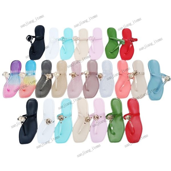 Sandalias de timón de jalea de las mujeres Slippers Flip 2024 Summer NUEVO PISULACIÓN DE PISULA CABLO CABA CAUMBER RAVERBOW NUDE IMPRESIÓN DE DURO DURA DEL CASA SLONCLADO ON