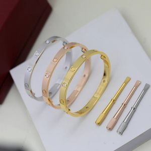 Bracelets de créateurs de bijoux pour femmes, plaqué argent v-or, tournevis non terni, 6mm de large, diamant 4 cz, bracelet à vis pour hommes, cadeau fin pour fille, tenue quotidienne de fête