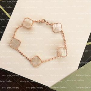 Bracelet de trèfle de créateur de bijoux pour femmes Bracelets personnalisés 4/quatre feuilles bracelets de poignet rouge breloque en argent coquille d'agate accessoires d'anniversaire de nacre