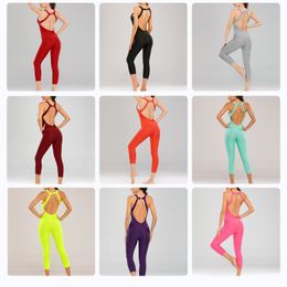 Combinaison femme Yoga sport costumes multicolore été Run fort stretch fitness tissu plissé vêtements vêtements de sport hanche-levage Legging bien ajusté combinaisons barboteuses 02