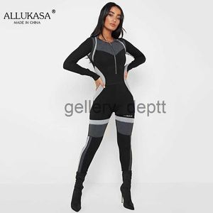 Womens Jumpsuits Barboteuses 2020 hiver femmes Sexy combinaison Streetwear à manches longues moulante Patchwork combinaisons vêtements de sport barboteuse Fitness salopette pour femmes J230925