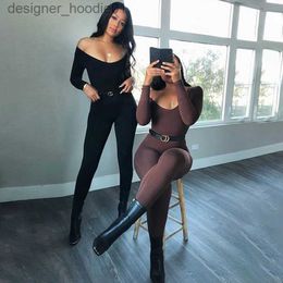 Womens Jumpsuits Rompers 2022 été femmes mode combinaisons sans bretelles jambe large barboteuse hors de l'épaule froncé plage ensemble élégant solide dos nu tenue de vacances