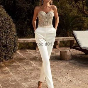 Tute da donna Pagliaccetti 2023 Estate Donna Paillettes Ricamo Tute Sexy Elegante Senza maniche Senza spalline Backless Pagliaccetti Donna Notte Clubwear Tuta L2309