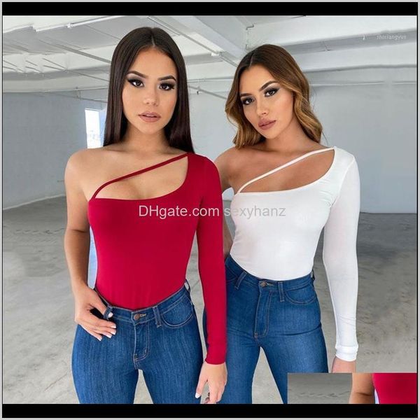 Monos para mujer Mamelucos Bkld Black One Hombro Body Mujeres Sexy Sin respaldo Otoño Ropa de moda Manga larga Bodycon Neon G Hmpky