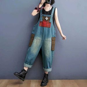 Dames jumpsuits rompers denim jumpsuits dames patchwork ontwerp Koreaanse stijl overalls one piece outfit vrouwen rompers casual vintage playsuits harem broek y2ug9r