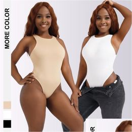 Combinaisons pour femmes barboteuses mode couleur unie col rond Y combinaison serrée livraison directe vêtements vêtements Otihs