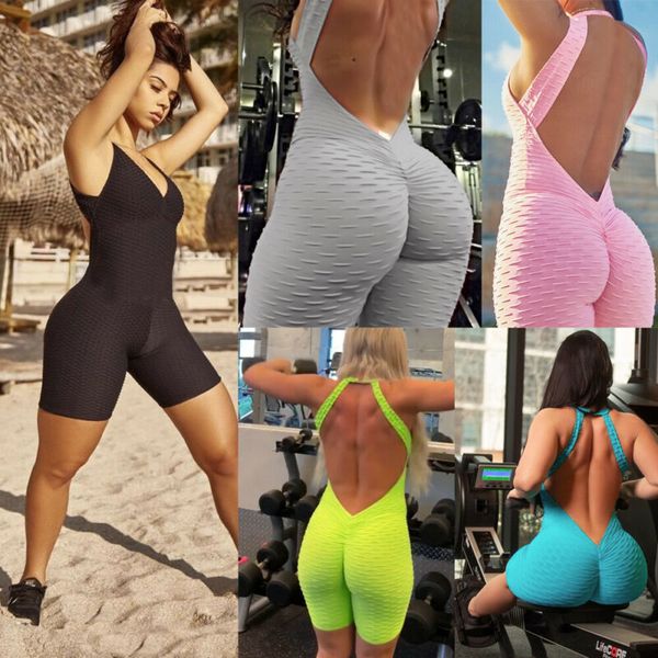 Femmes Combinaisons Barboteuses IMCUTE Sexy Dos Nu Combishort Fitness Collants Costume Yoga Sport Costume Gym Body Survêtement Pour Femmes 230605