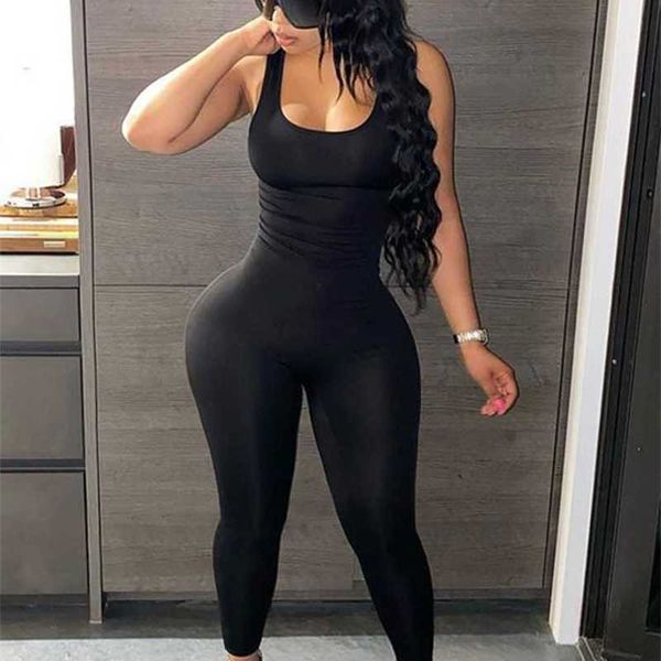 Combinaisons pour femmes Barboteuses Weird Puss Dos Nu Fitness Combinaison Sans Manches Maigre Extensible BodyShaping Sportswear Salopette D'entraînement Hot Street 2022 Tenues L23092