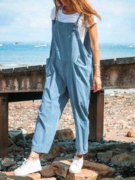 Dames Jumpsuits Rompertjes Dames Sweet All Match Loungewear Effen Mode Mouwloos Pocket Dames Overalls Elegante zomer Playsuits Streetwear 230609