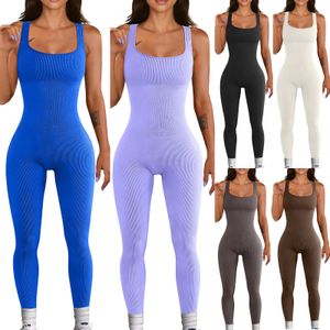 Monos para mujer Mamelucos Yoga Ribbed Tank Tops Sin mangas Ejercicio S2XL 230609