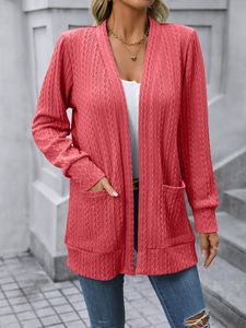 Femmes tricots t-shirts automne Cardigan vêtements mode à manches longues élégant dames pull décontracté surdimensionné tricoté hauts poches 230818