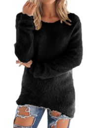 Dames Knits Tees Pluizige Kasjmier Kintted Dunne Truien Herfst Lente Zoete Lange Mouw O Hals Stevige Trui Vrouwelijke Casual Tops 231021