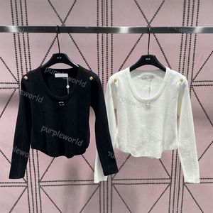 Femmes tricots col en U couleur unie pull strass lettre tricoté à manches longues haut décontracté coupe ajustée pull