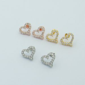 Dames knoop korte oorbellen ontwerper sieraden half boorstuds goud/siery/rose volledig merk als bruiloft kerstcadeau