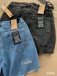 Womens Ksubi Jeans Kith Brand Long Jean Denim Shorts Ciclismo Ciclismo Capas de vaquero Girl Girl Ksubi Jeans Gray Side Spring Spring Summer Black Burnout triturado Diseñador 333