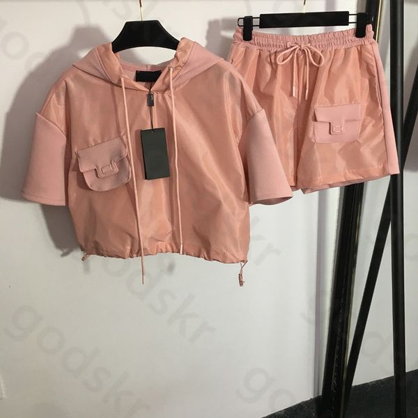 Chemise à capuche et Short à manches courtes pour femmes, haut court à capuche, Short à taille élastique, survêtement tendance à la mode