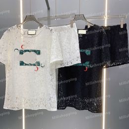 Dames kant t shirts ontwerper teten vest shorts driedelige set casual bedrukte t -shirt ontwerpkleding